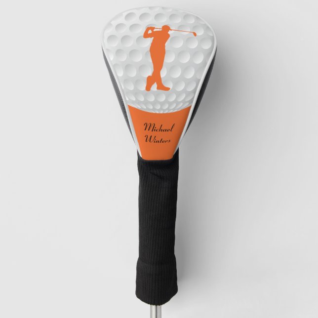 Sportaktivitäten Golfer Männliche Orange Silhouett Golf Headcover (Vorderseite)