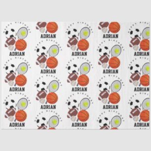 Sportathletische Balls Personalisiert Name Geburts Seidenpapier