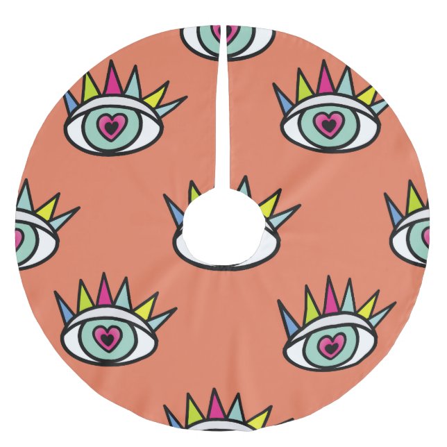 Sportaugenmuster, psychedelisch Vintag. Polyester Weihnachtsbaumdecke (Vorderseite)