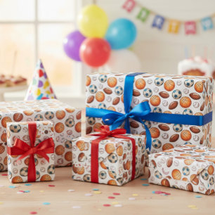 Sportball - Basketball, Fußball, ein Geschenkpapier