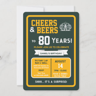 Sportbar Überraschungsparty Prost auf 80 Jahre Einladung
