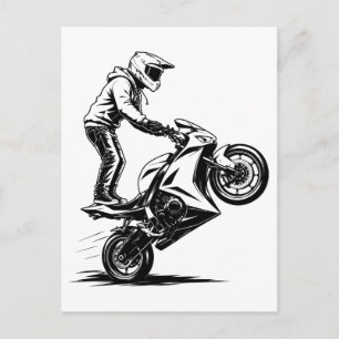 Sportbike-Stunt Feiertagspostkarte