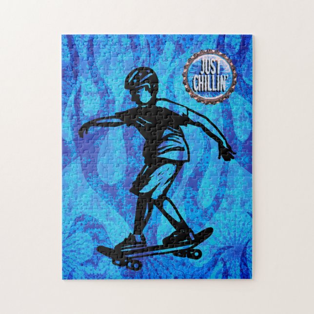 Sportboarder Blue Flames Just Chillin' Puzzle (Vertikal)