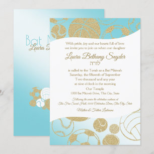 Sportboot Mitzvah Blau und Gold Einladung