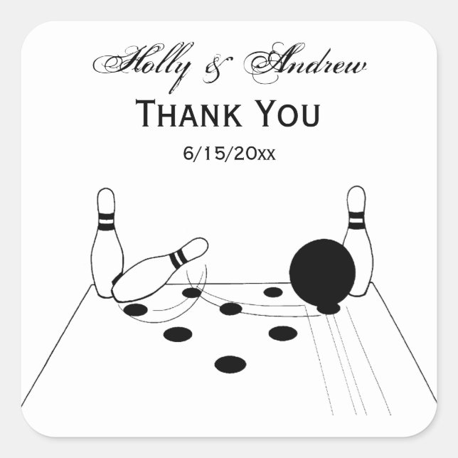 Sportbowling und Buttone Quadratischer Aufkleber (Vorderseite)