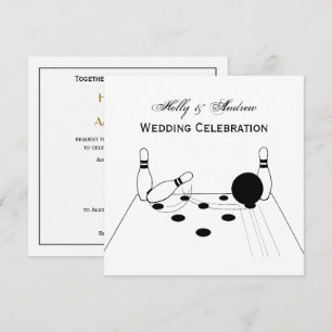 Sportbowlingball und Buttone Einladung