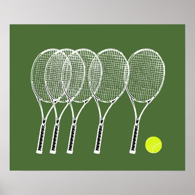 Sportdekoration Tennisschläger mit Kugel Poster (Vorne)