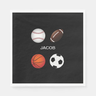 " SPORTE" PAPIER NAPKINS MIT DEM NAMEN DER KINDER. SERVIETTE