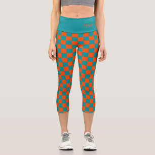 Sportfächerkollegen NAME Karo Orange Blue Capri Leggings