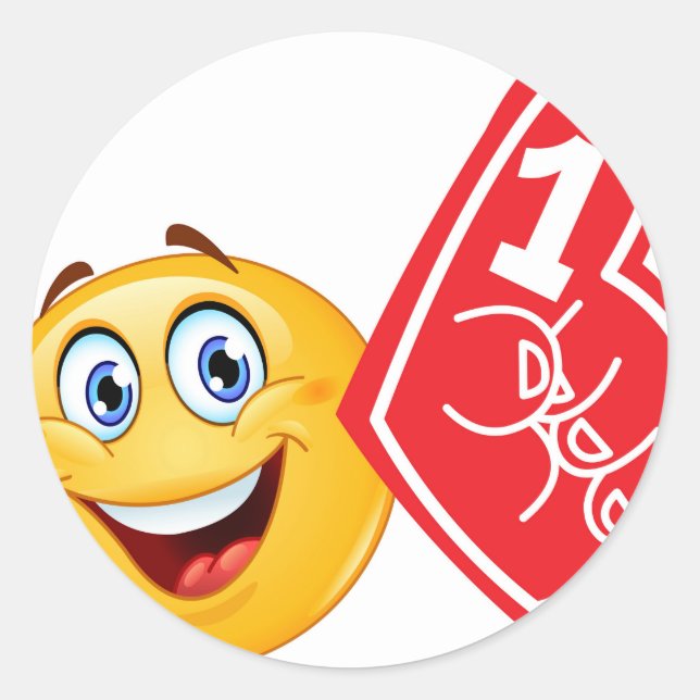 Sportfan emoji runder aufkleber (Vorderseite)
