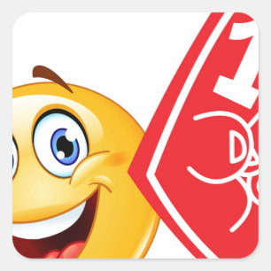 Sportfan-Emoticon Quadratischer Aufkleber