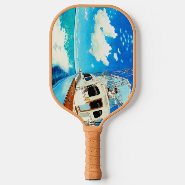 Sportfischerboot-Kunst Pickleball Schläger (Vorderseite)