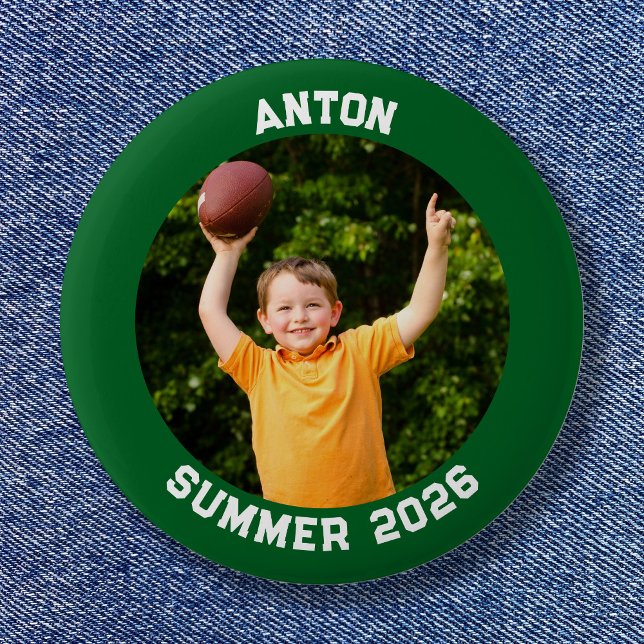 Sportfoto Waldgrüner Rand Button (Sports Photo Forest Green Border Button)