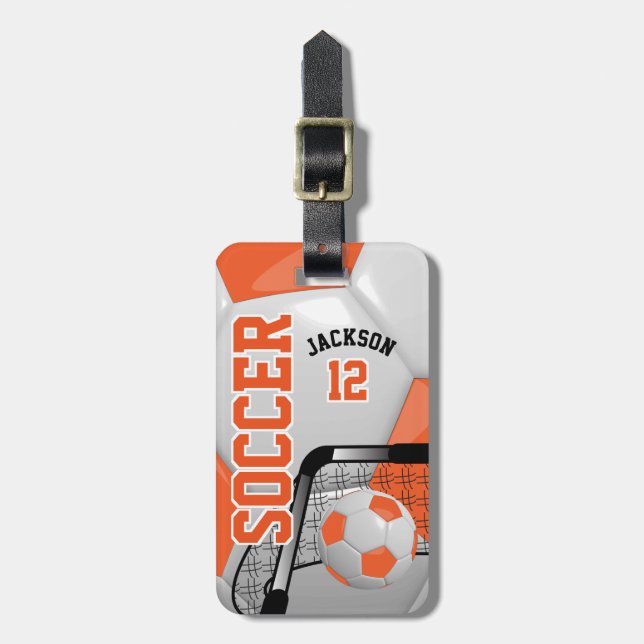 Sportfußball| DIY Text - Orange Gepäckanhänger (Vorderseite vertikal)