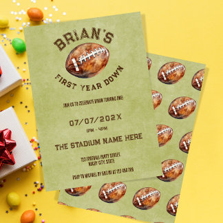 Sportfußball im ersten Jahr Junge 1. Geburtstag Einladung