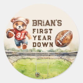 Sportfußball im ersten Jahr Junge 1. Geburtstag Runder Aufkleber