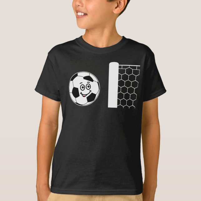 Sportfußball mit Torschwarzem T - Shirt (Vorderseite)