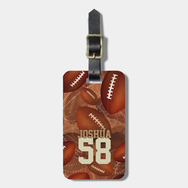 Sportfußballspiel seinen Namen Jersey Nummer Gepäckanhänger (Vorderseite vertikal)