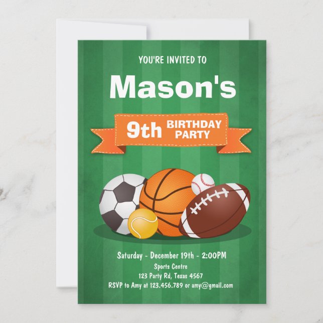 Sportgeburtshinweise Party Jungs Alle Star Einladung (Vorderseite)