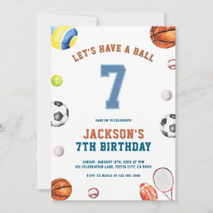 Sportgeburtstag Lasst uns einen Ball haben Einladung