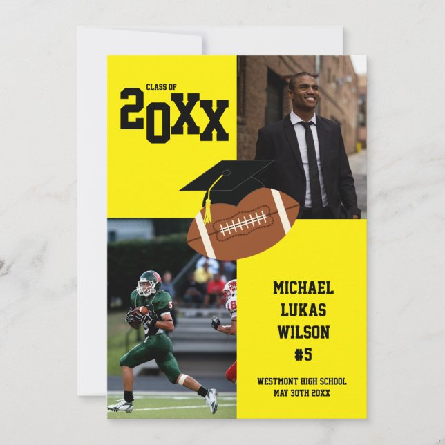 Sportgelbe Ankündigung von Football Abschluss (Vorderseite)