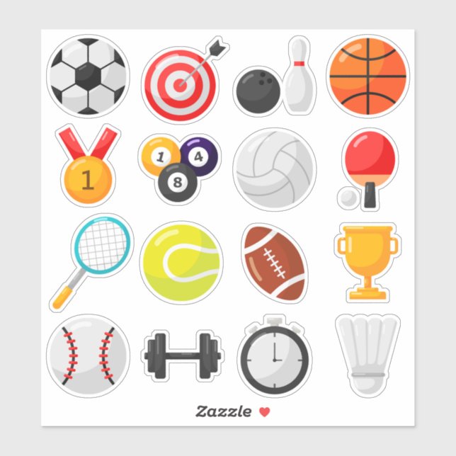 Sportgeräte für Kinder Aufkleber (Blatt)