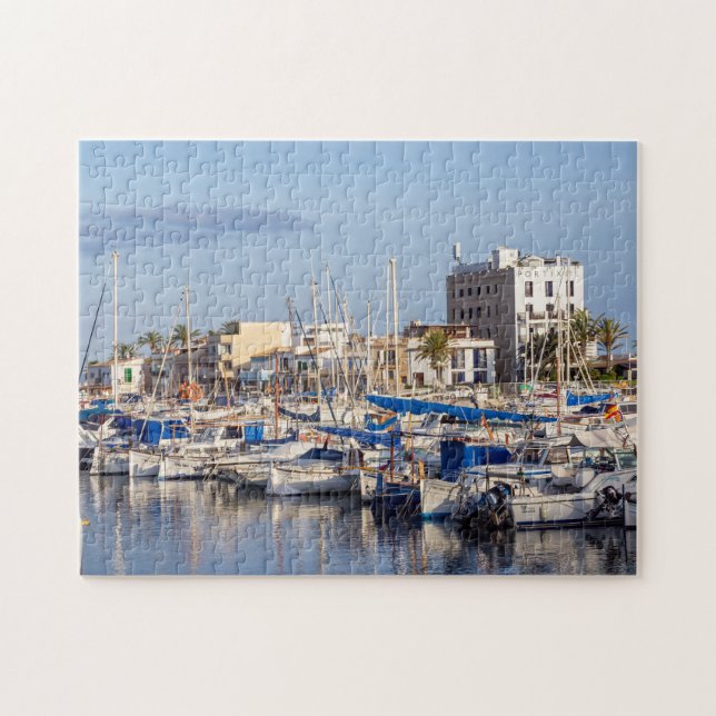 Sporthafen Portixol bei Dämmerung - Palma de Mallo Puzzle (Horizontal)
