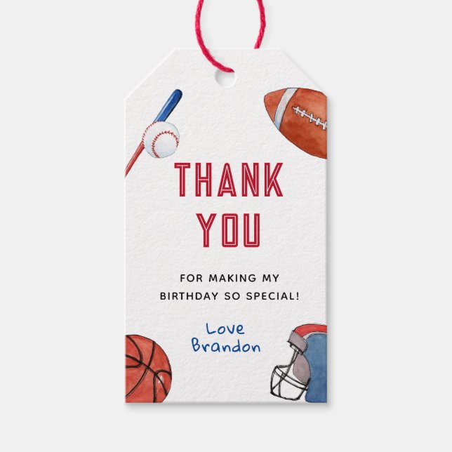 Sporthallen Kindergeburtstag Geschenkanhänger (Vorderseite)