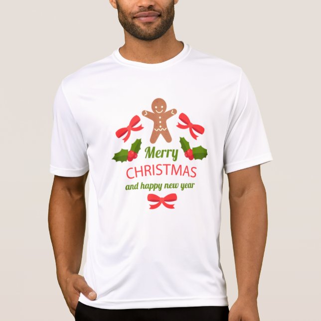 Sportige Weihnachts-T-Shirt-Familie Lebkuchenmann  T-Shirt (Vorderseite)