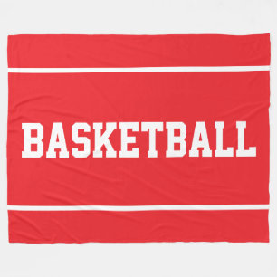 Sportiges BASKETBALL Weißer Text Streifen auf Hell Fleecedecke
