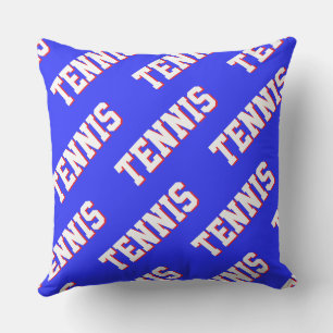 Sportiges Retro Weiß Rot TENNIS-Text auf Königlich Kissen