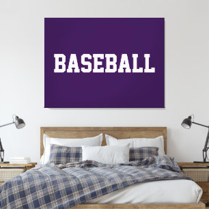 Sportiges Weißes BASEBALL-Text auf Tiefpurpur Leinwanddruck