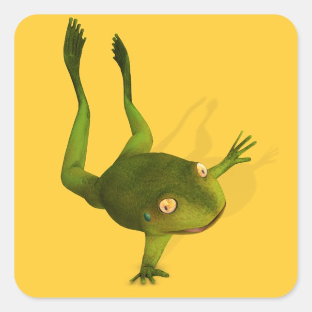 Sportive Frog Quadratischer Aufkleber (Vorderseite)
