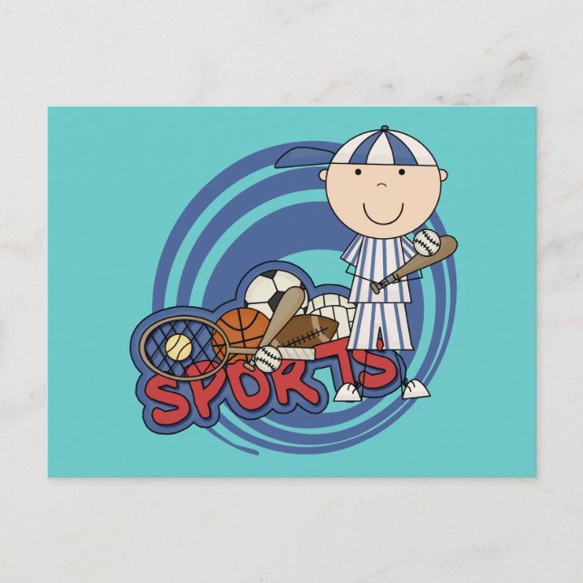 Sportjunge - Baseball-Hemden und Geschenke Postkarte (Vorderseite)