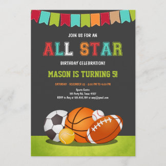 Sportjunge Party All star Baseball Geburtstag Einladung