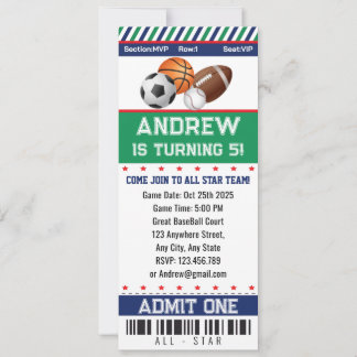 Sportkarte aller Sterne Einladung zum Geburtstag