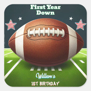 Sportkinderjungs Ticket Fußball 1. Geburtstag Quadratischer Aufkleber