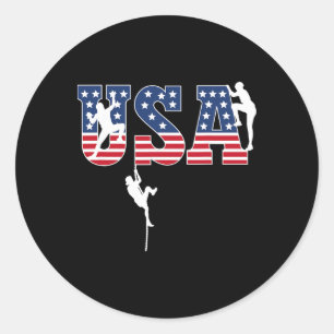 Sportklettern USA-Flagge Stolz Amerikanisch Patrio Runder Aufkleber