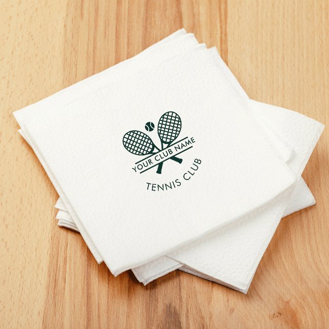 Sportklub Tennis Icons Grünbuch mit dem Logo Serviette (Your Club Name Tennis Rackets Motif Green Logo Paper Napkins)