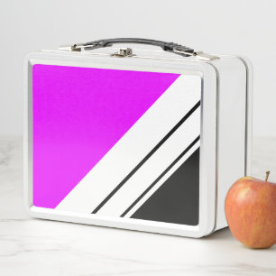 Sportlich Athletisches Hellrosa Schwarz Weiß Strei Metall Brotdose