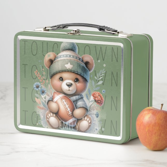 Sportlich-chic-Fußballbär-personalisierte Lunchbox (Beispiel)