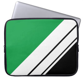 Sportlich-grüner Schwarz-Block Coole weiße Streife Laptopschutzhülle