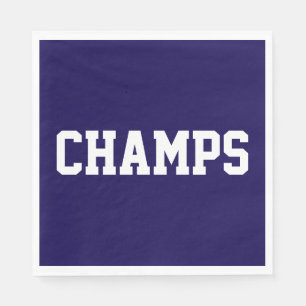 Sportlich mutiges, marineblaues CHAMPS mit weißem  Serviette