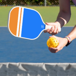 Sportlich orange weiße Streifen auf hellblau Pickleball Schläger