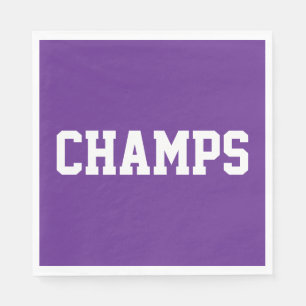 Sportlich Royal Purple CHAMPS Weißer Text  Serviette