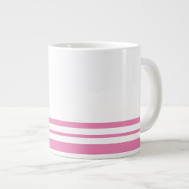 Sportlich schicke rosa Unterkante Streifen auf wei Jumbo-Tasse