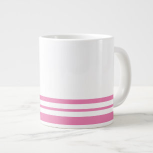 Sportlich schicke rosa Unterkante Streifen auf wei Jumbo-Tasse
