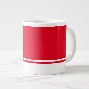 Sportlich weiße Unterkante Streifen auf hellroten  Jumbo-Tasse