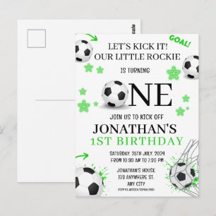 Sportliche 1. Geburtstags-Fußballparty Postkarte