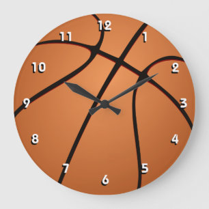Sportliche Basketbalball-Wanduhr mit Zahlen Große Wanduhr